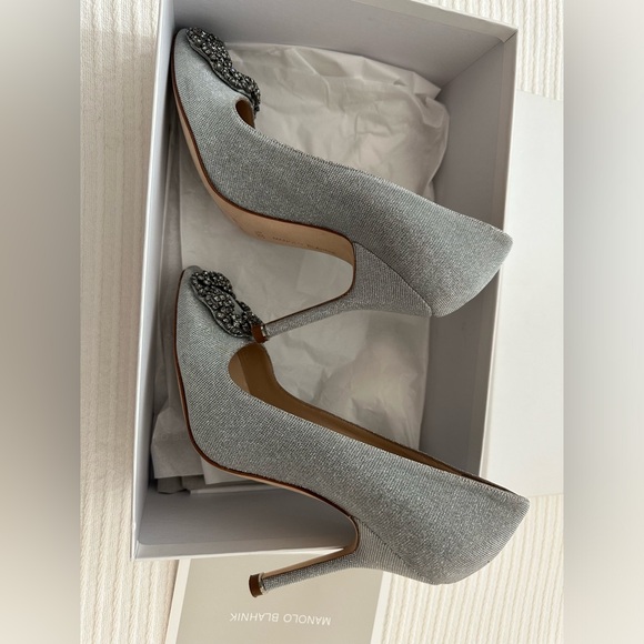 Manolo Blahnik Hangisi Silver Glitter Pump - Picture 3 of 15